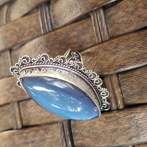 New Huge Dichoric Glass Antique Design 925 Silver Ring. - Picture 12 of 16